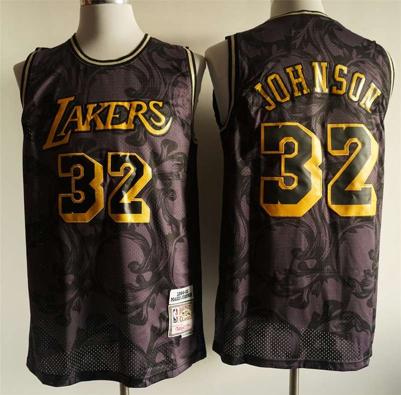 Los Angeles Lakers 84/85 JOHNSON #32 Black Classics Basketball Jersey (Stitched)