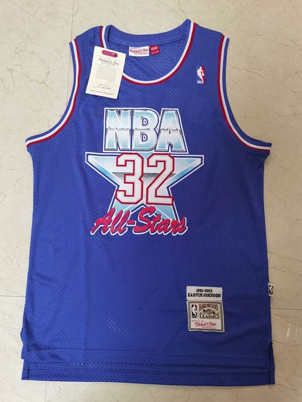 Los Angeles Lakers 1992 JOHNSON #32 Blue ALL-STAR Classics Basketball Jersey (Stitched)