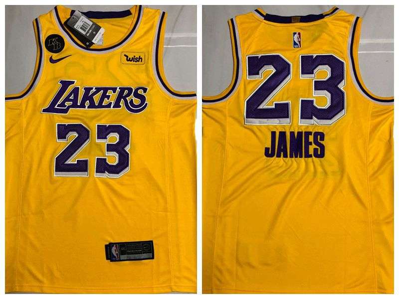 Los Angeles Lakers JAMES #23 Yellow Basketball Jersey (Closely Stitched)