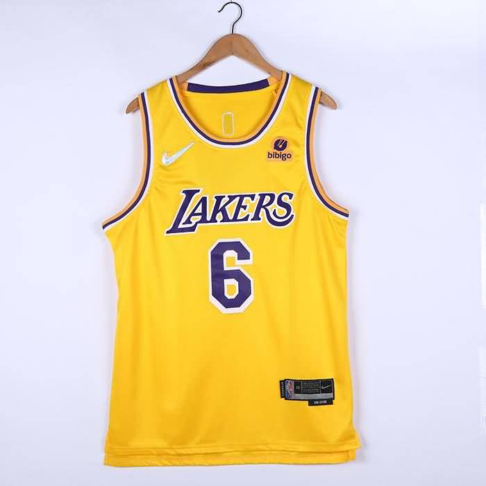 Los Angeles Lakers 21/22 JAMES #6 Yellow Basketball Jersey (Stitched)