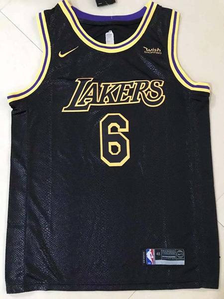 Los Angeles Lakers JAMES #6 Black Basketball Jersey (Stitched)