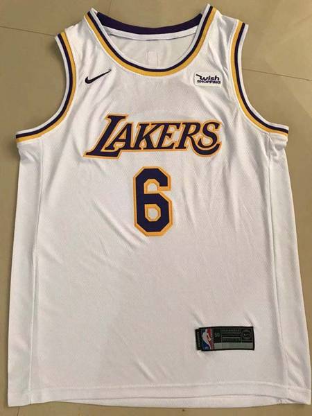 Los Angeles Lakers JAMES #6 White Basketball Jersey (Stitched)