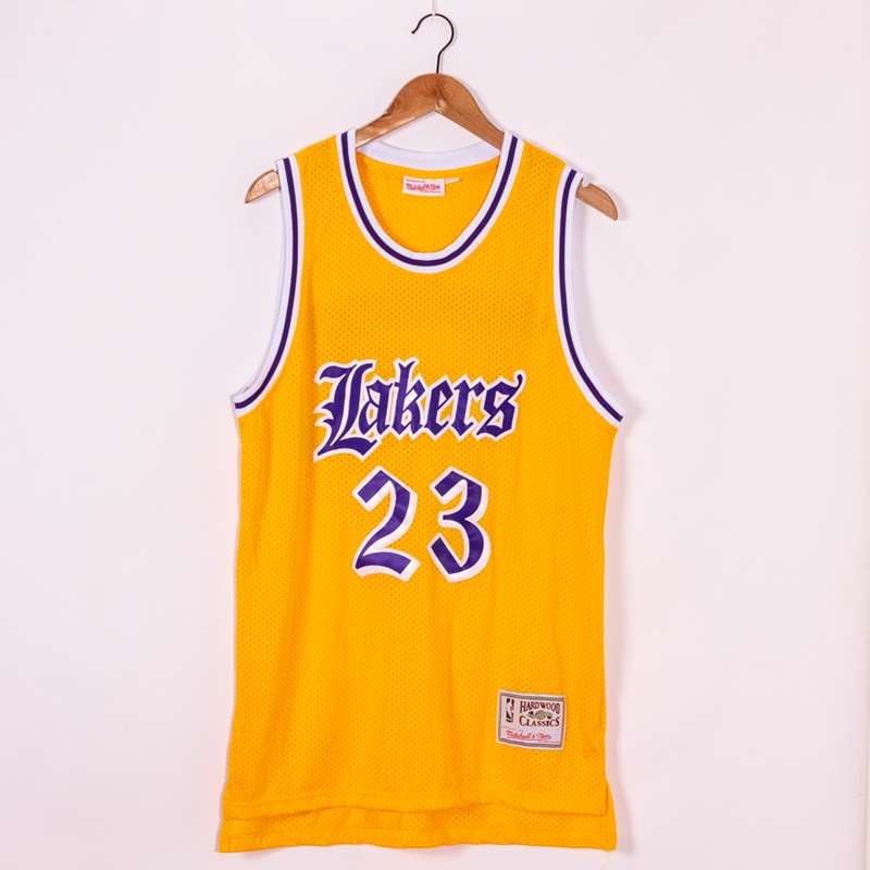 Los Angeles Lakers JAMES #23 Yellow Classics Basketball Jersey (Stitched)