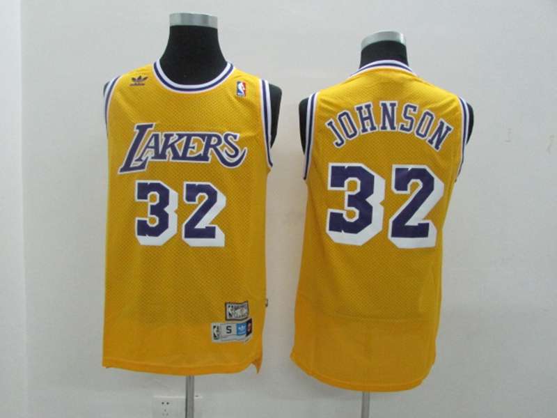 Los Angeles Lakers JOHNSON #32 Yellow Classics Basketball Jersey (Stitched)