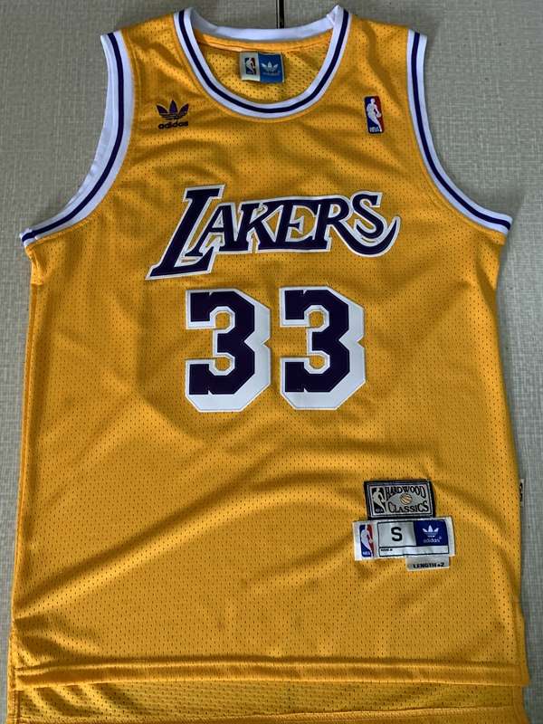 Los Angeles Lakers ABDUL-JABBAR #33 Yellow Classics Basketball Jersey ...