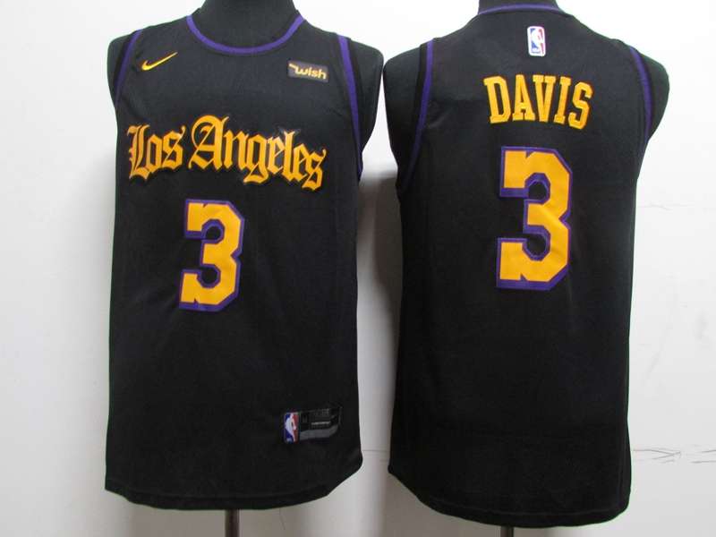 Los Angeles Lakers DAVIS #3 Black Basketball Jersey (Stitched)