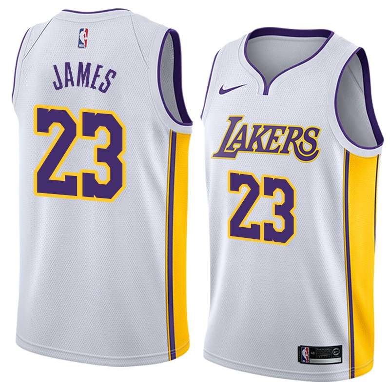Los Angeles Lakers JAMES #23 White Basketball Jersey (Stitched) 02
