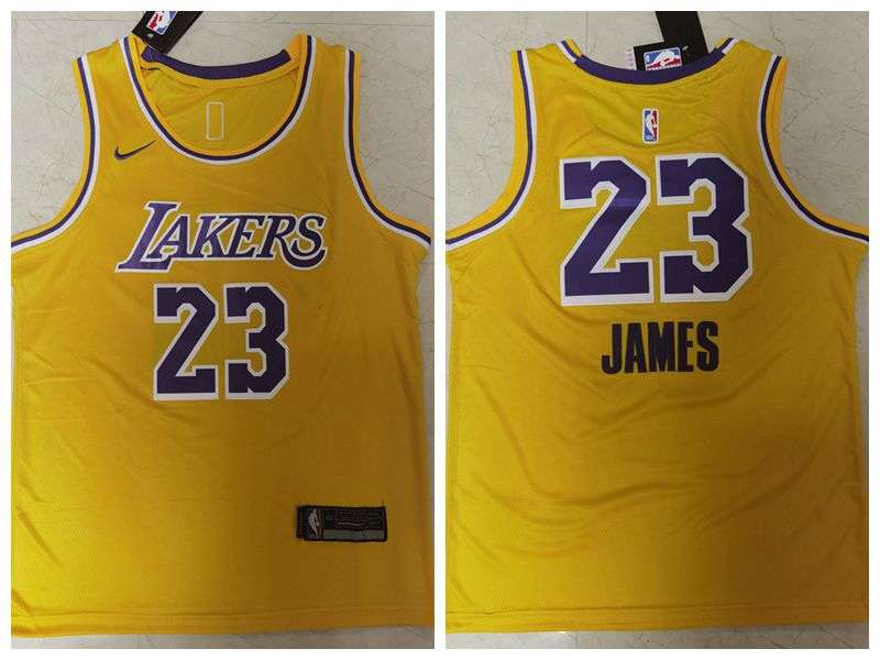 Los Angeles Lakers JAMES #23 Yellow Basketball Jersey (Stitched) 06