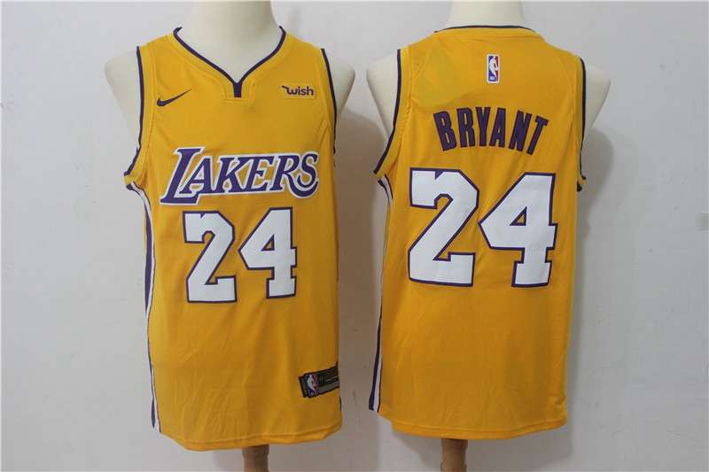 Los Angeles Lakers BRYANT #24 Yellow Basketball Jersey (Stitched) 03