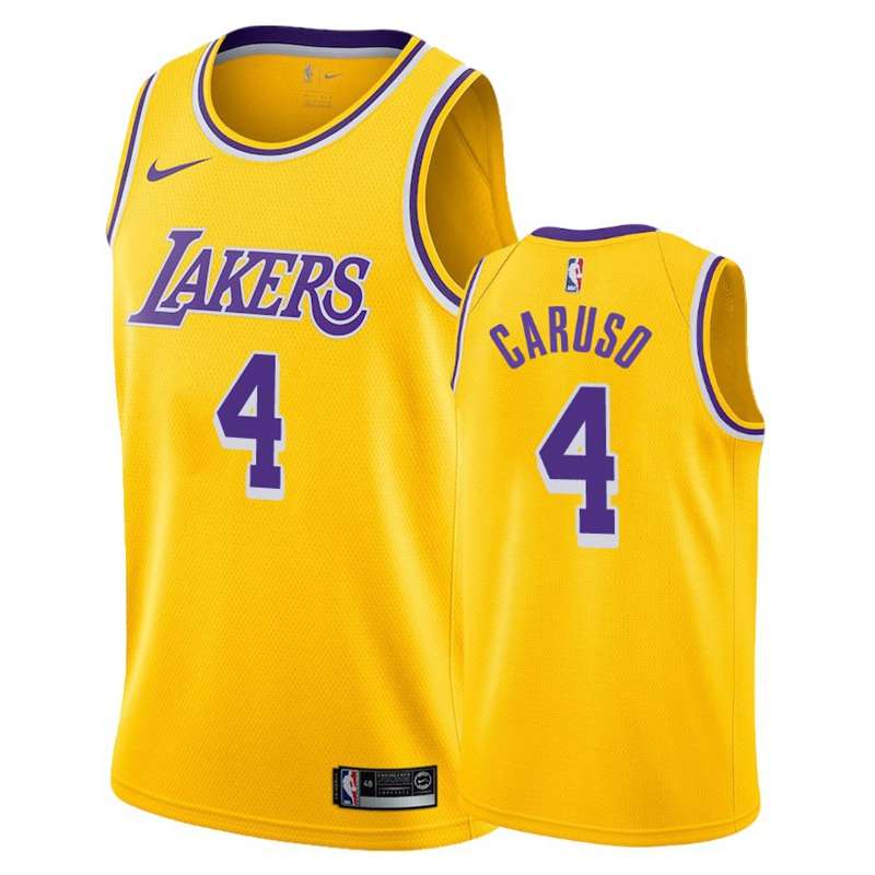Los Angeles Lakers CARUSO #4 Yellow Basketball Jersey (Stitched)