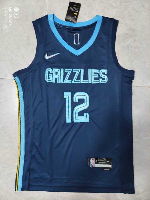 Memphis Grizzlies 21/22 MORANT #12 Dark Blue Basketball Jersey (Stitched)