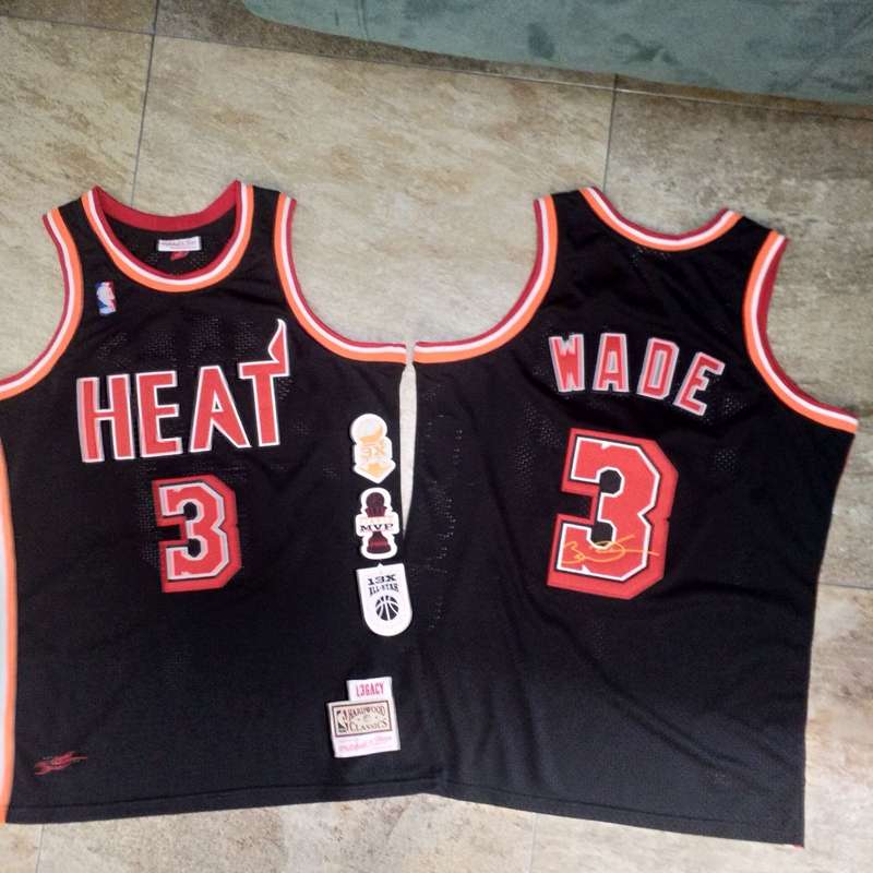 Miami Heat WADE #3 Black Classics Basketball Jersey (Closely Stitched)