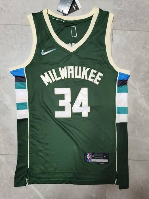 21/22 Milwaukee Bucks #34 ANTETOKOUNMPO Green Basketball Jersey (Stitched)