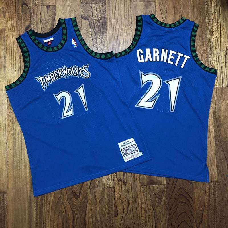 Minnesota Timberwolves 03/04 GARNETT #21 Blue Classics Basketball Jersey (Closely Stitched)