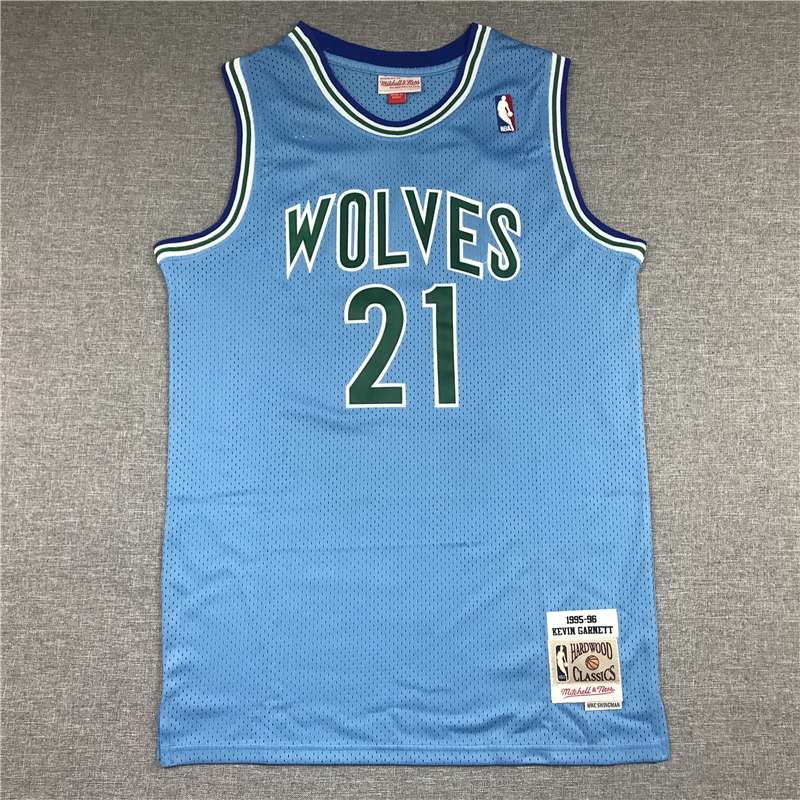 Minnesota Timberwolves 95/96 GARNETT #21 Blue Classics Basketball Jersey (Stitched)