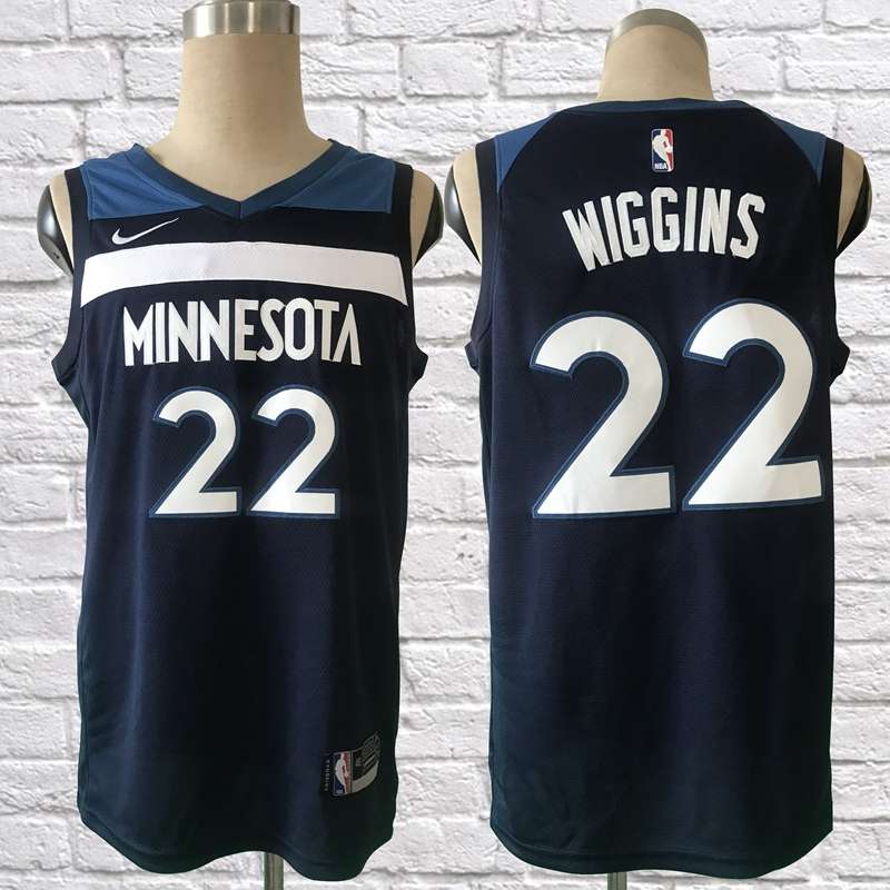 Minnesota Timberwolves WIGGINS #22 Dark Blue Basketball Jersey (Stitched)