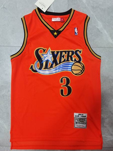Philadelphia 76ers 1999/00 IVERSON #3 Orange Classics Basketball Jersey (Stitched)
