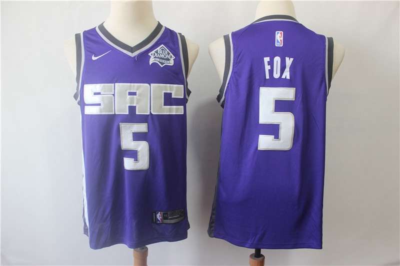Sacramento Kings FOX #5 Purples Classics Basketball Jersey (Stitched)