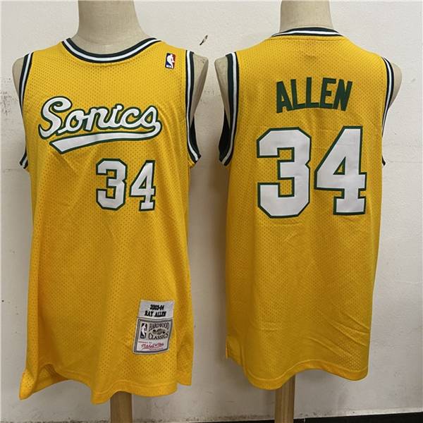 Seattle Sounders 03/04 ALLEN #34 Yellow Classics Basketball Jersey (Stitched)