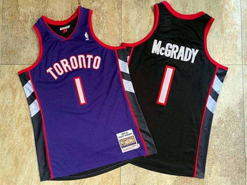 Toronto Raptors 99/00 MCGRADY #1 Purple Black Classics Basketball Jersey (Closely Stitched)