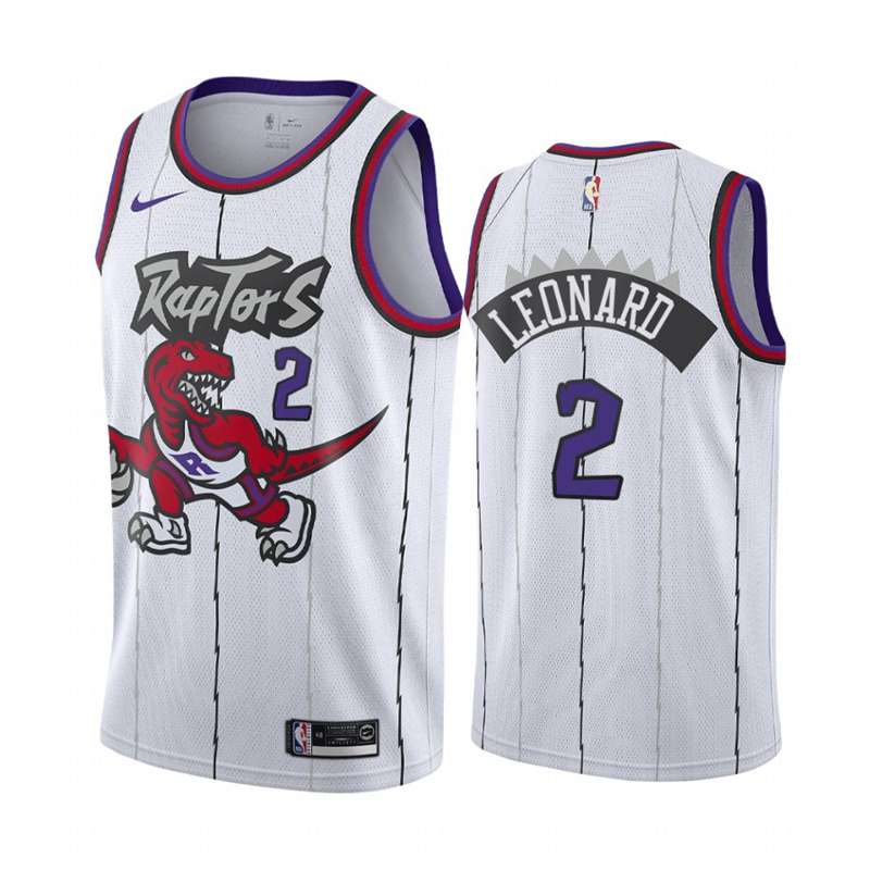Toronto Raptors LEONARD #2 White Classics Basketball Jersey (Stitched) 02