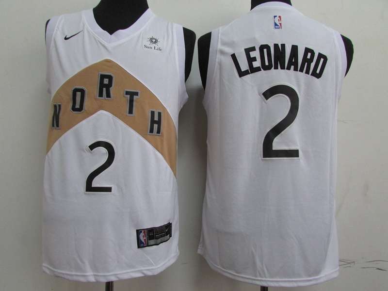 Toronto Raptors LEONARD #2 White City Basketball Jersey (Stitched)