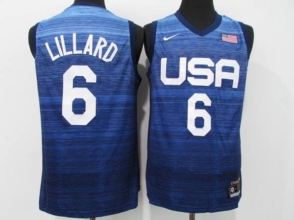 USA 2021 LILLARD #6 Blue Basketball Jersey (Stitched)