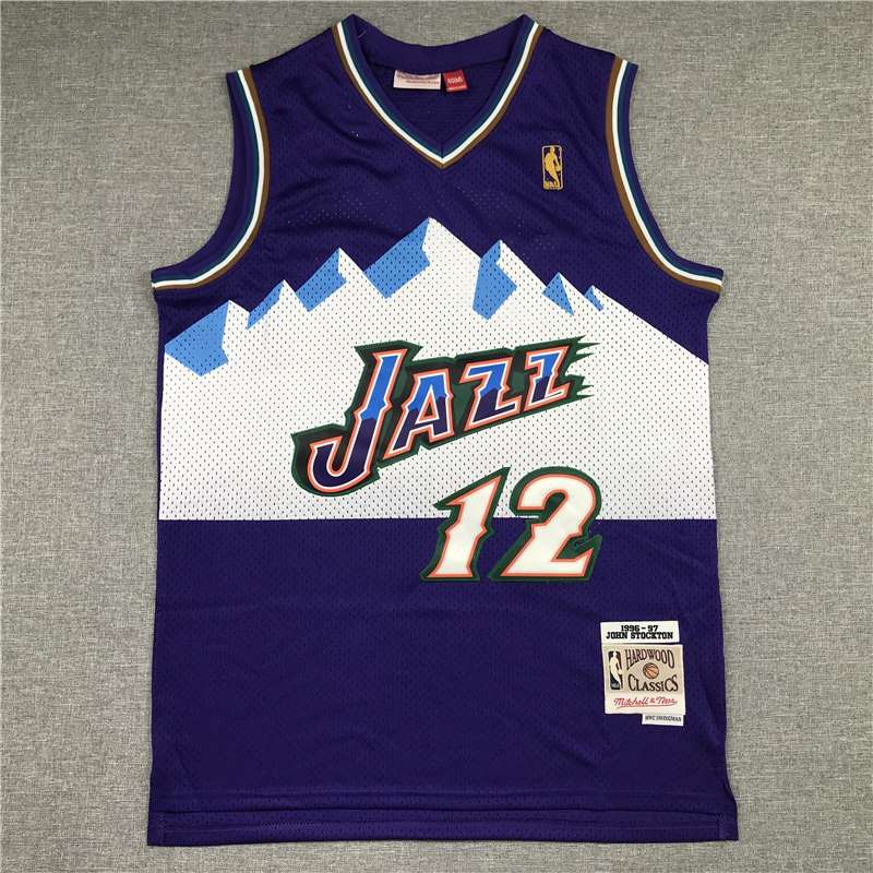 Utah Jazz 96/97 STOCKTON #12 Purple Classics Basketball Jersey (Stitched)