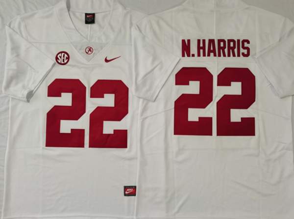 Alabama Crimson Tide White N.HARRIS #22 NCAA Football Jersey
