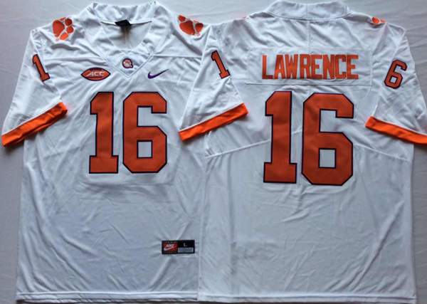 Clemson Tigers White LAWRENCE #16 NCAA Football Jersey