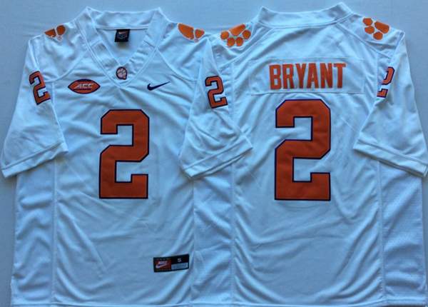Clemson Tigers White BRYANT #2 NCAA Football Jersey