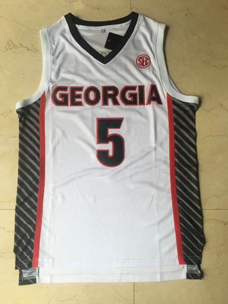 Georgia Bulldogs White EDWAROS #5 NCAA Basketball Jersey 02