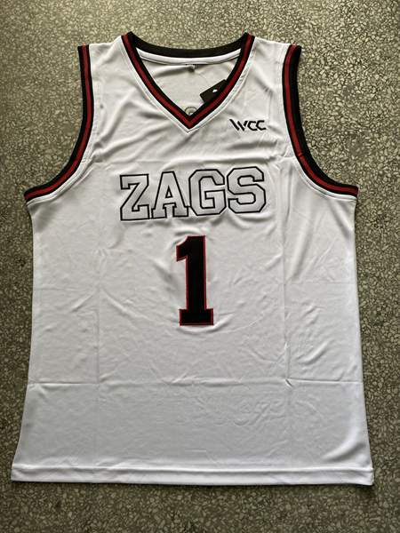 Gonzaga Bulldogs White SUGGS #1 NCAA Basketball Jersey 03