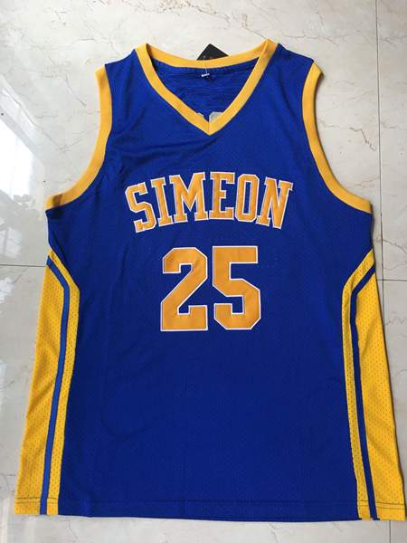 Simeon Blue ROSE #25 Basketball Jersey