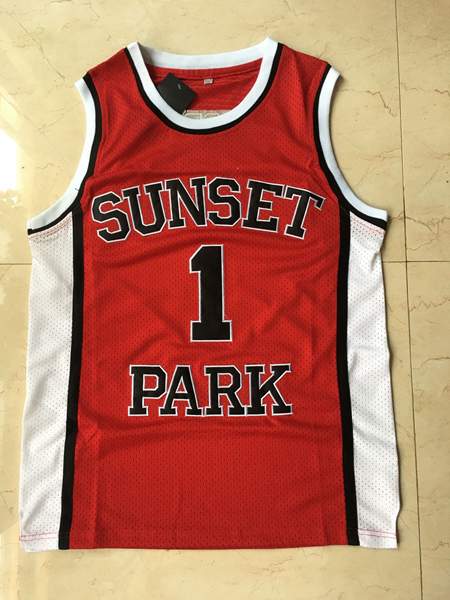 Sunset Park Red SHORTY #1 Basketball Jersey