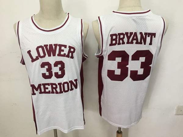 Lower Merion White BRYANT #33 Basketball Jersey