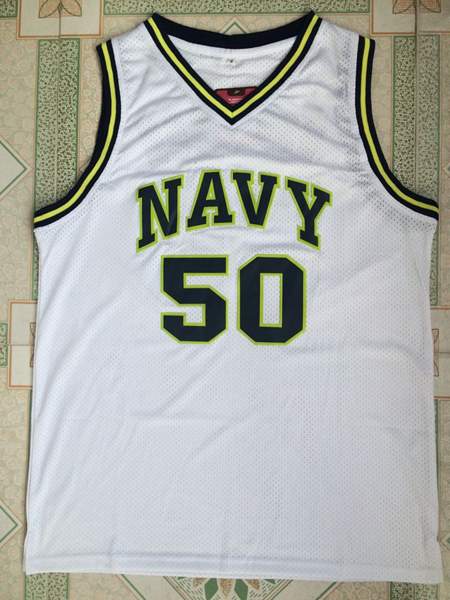 NAVY White ROBINSON #50 Basketball Jersey