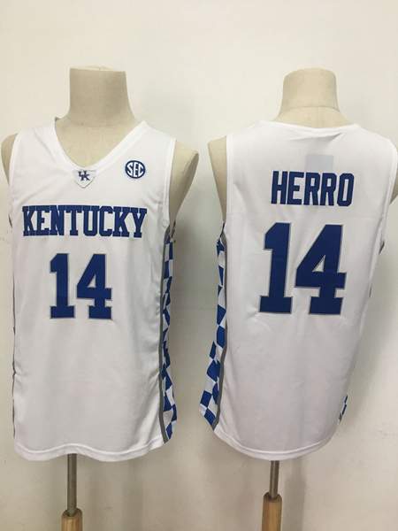 Kentucky Wildcats White HERRO #14 NCAA Basketball Jersey