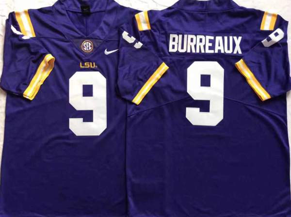 LSU Tigers Purple BURREAUX #9 NCAA Football Jersey