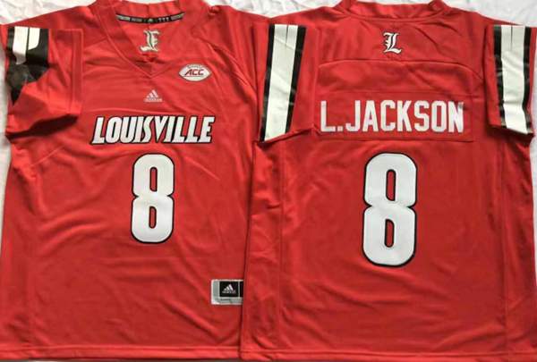 Louisville Cardinals Red L.JACKSON #8 NCAA Football Jersey