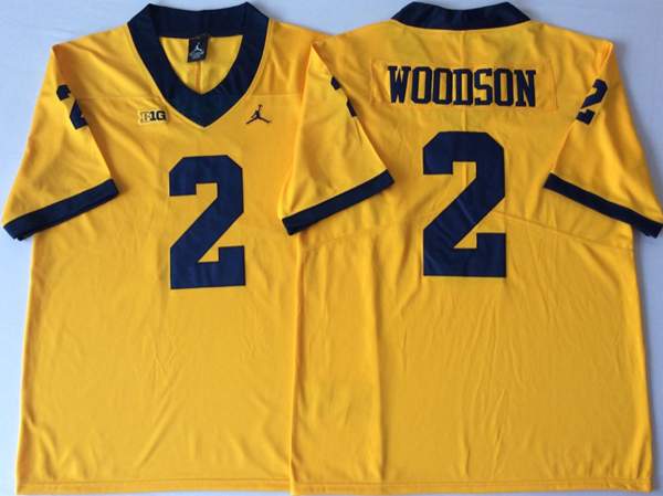 Michigan Wolverines Yellow WOODSON #2 NCAA Football Jersey