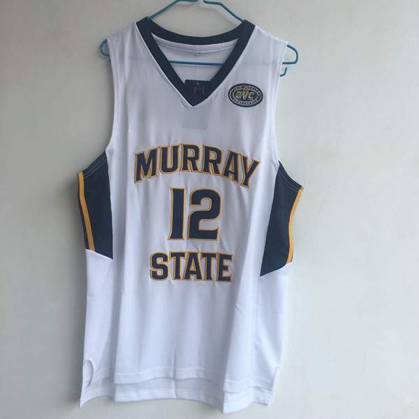 Murray State Racers White MORANT #12 NCAA Basketball Jersey