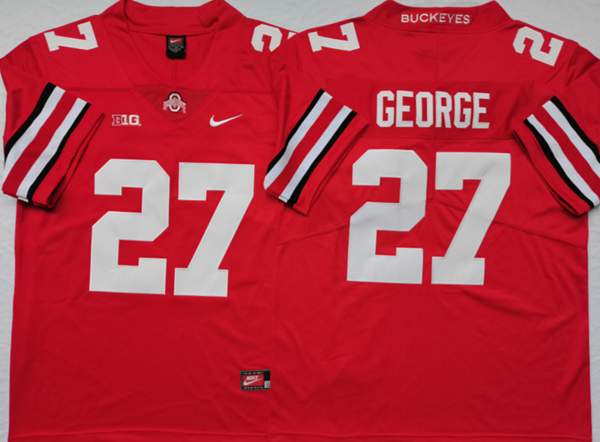 Ohio State Buckeyes Red GEORGE #27 NCAA Football Jersey