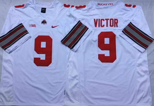 Ohio State Buckeyes White VICTOR #9 NCAA Football Jersey