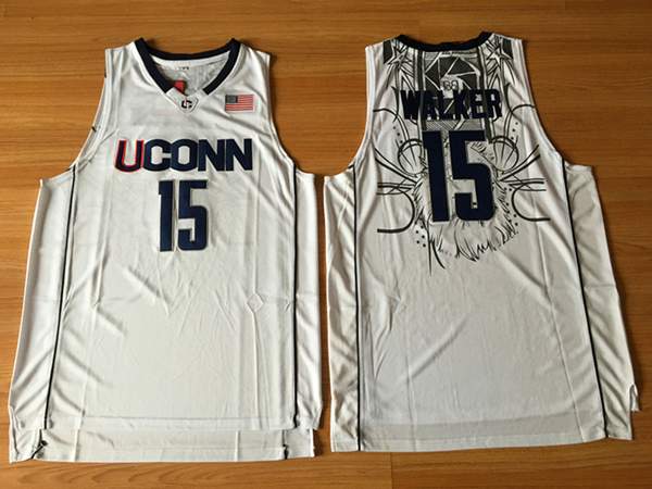 UConn Huskies White WALKER #15 NCAA Basketball Jersey