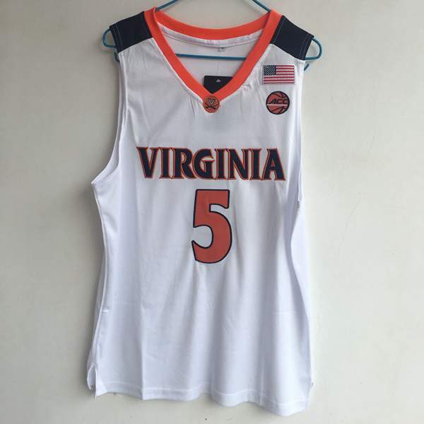 Virginia Cavaliers White GUY #5 NCAA Basketball Jersey