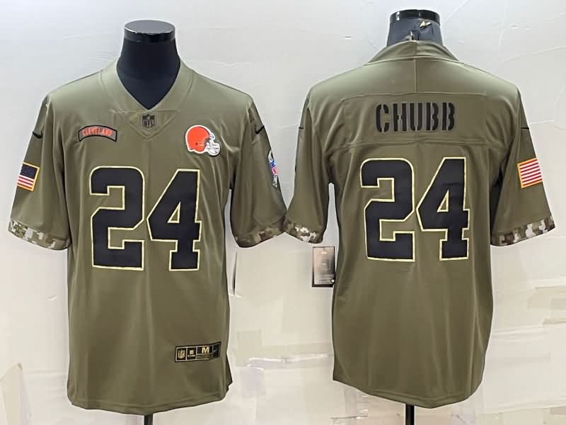 Cleveland Browns Olive Salute To Service NFL Jersey 05