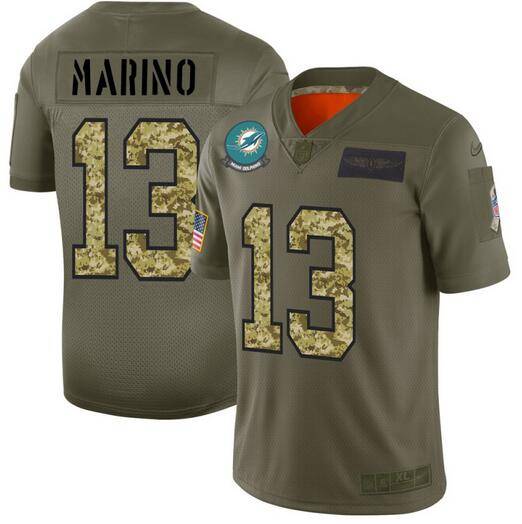 Miami Dolphins Olive Salute To Service NFL Jersey 04