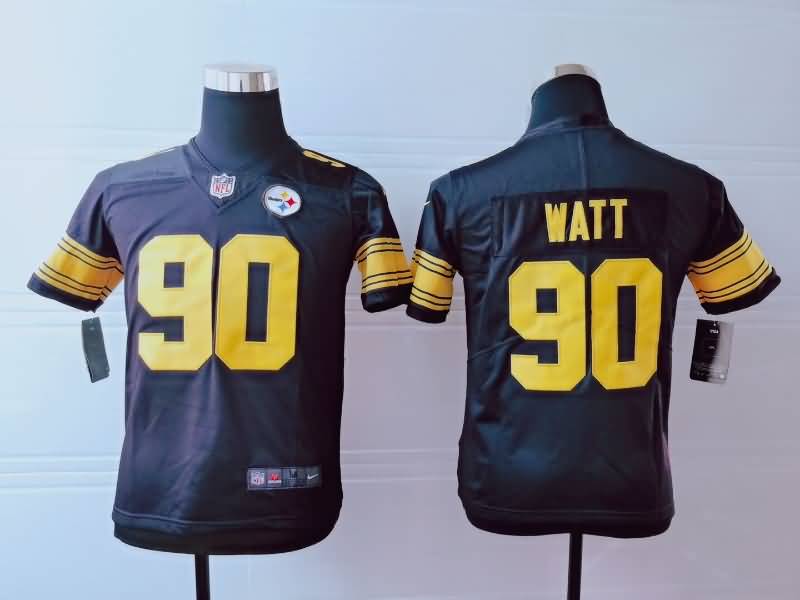 Pittsburgh Steelers Kids WATT #90 Black NFL Jersey 03