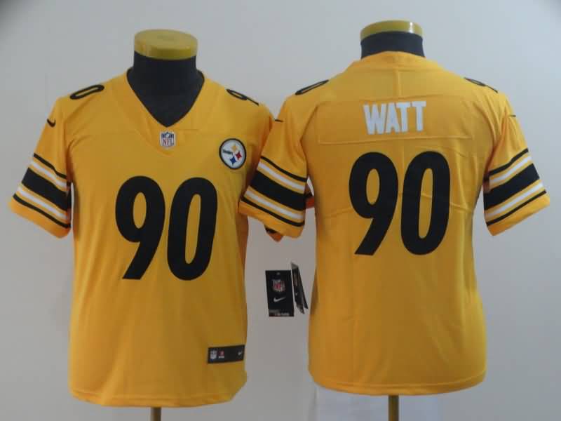 Pittsburgh Steelers Kids WATT #90 Yellow Inverted Legend NFL Jersey